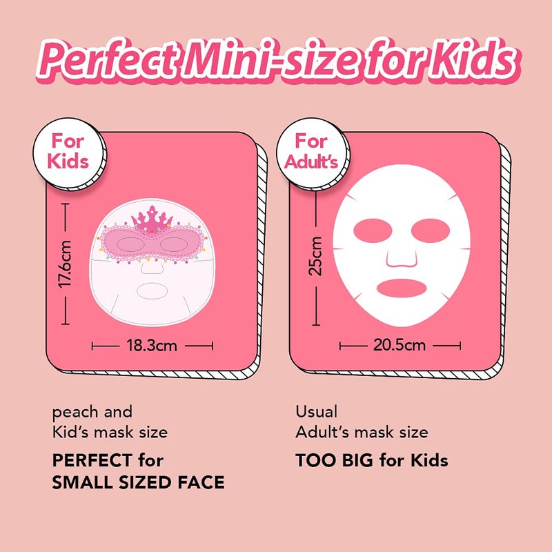 peach and Kids Face Mask, Spa Day Kit for Girls, Korean Skincare for Toddler, Birthday, Christmas Gifts for Teens, Sleepover Party, Stocking Stuffers, Pack of 5 - Image 4